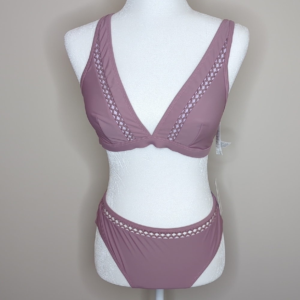 Mauve Bikini Set with Crochet Details